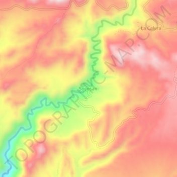 Socosaniの地形図、標高、地勢