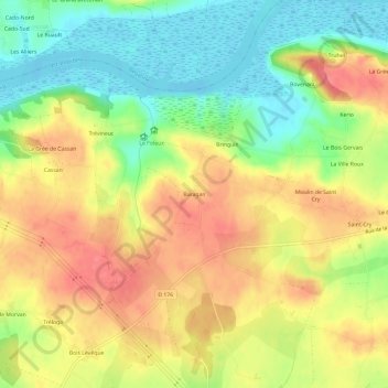 Baraganの地形図、標高、地勢