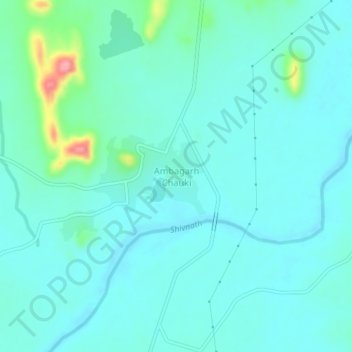 Ambagarh Chaukiの地形図、標高、地勢