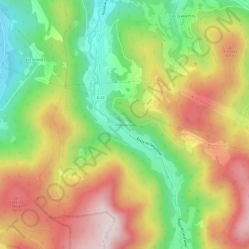 Habeauruptの地形図、標高、地勢