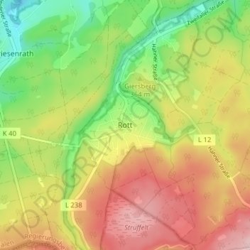 Rottの地形図、標高、地勢