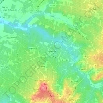 Fontmuréeの地形図、標高、地勢