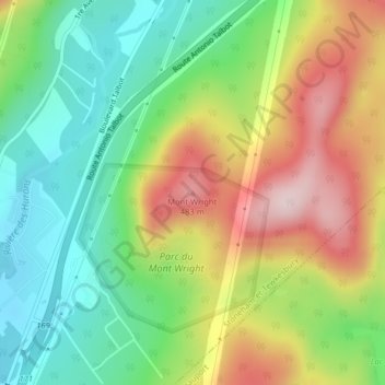 Mont Wrightの地形図、標高、地勢