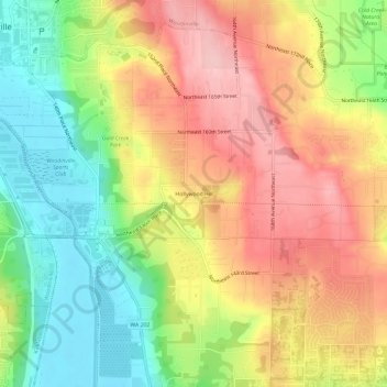 Hollywood Hillの地形図、標高、地勢