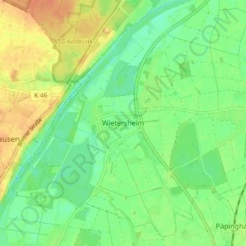 Wietersheimの地形図、標高、地勢