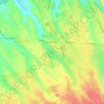 Prato Fioritoの地形図、標高、地勢