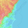 Wollongongの地形図、標高、地勢