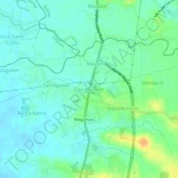 Cruz na Daanの地形図、標高、地勢