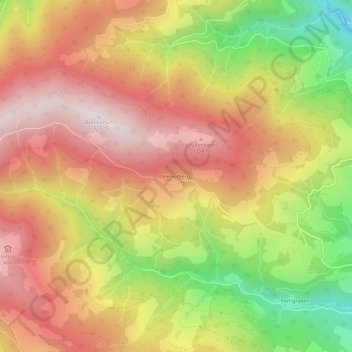 Kemetbergの地形図、標高、地勢