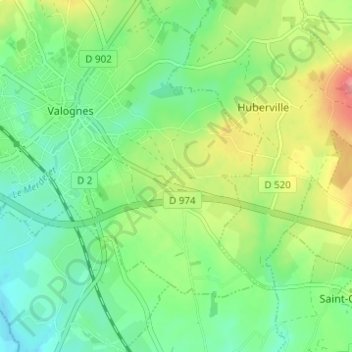 La Victoireの地形図、標高、地勢