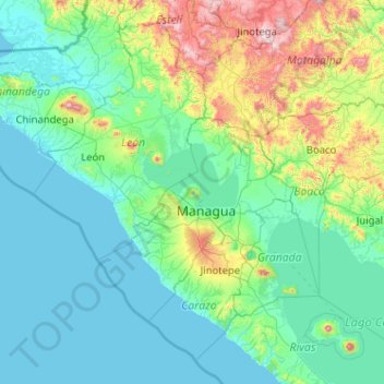 Península de Chiltepeの地形図、標高、地勢