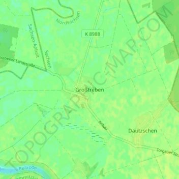 Großtrebenの地形図、標高、地勢