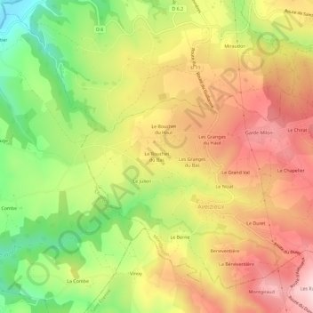 Le Bouchet du Basの地形図、標高、地勢
