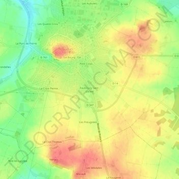 Faubourg Saint-Lazareの地形図、標高、地勢