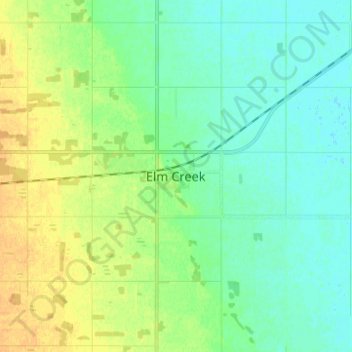 Elm Creekの地形図、標高、地勢