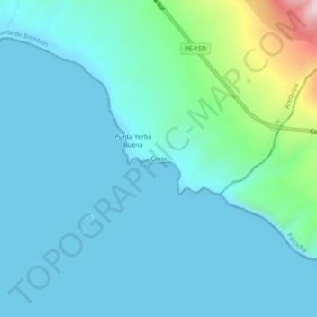 Corioの地形図、標高、地勢