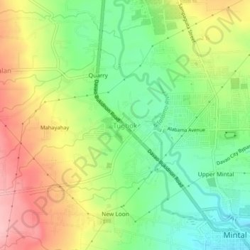 Tugbokの地形図、標高、地勢