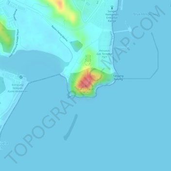 Bukit Pejajatの地形図、標高、地勢