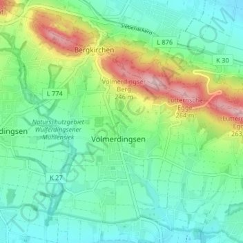 Wittekindshofの地形図、標高、地勢