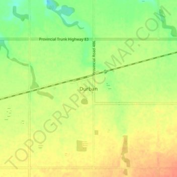 Durbanの地形図、標高、地勢