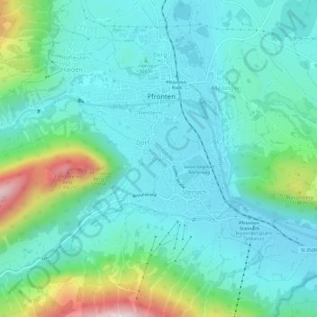 Öschの地形図、標高、地勢