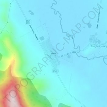 Kiewaの地形図、標高、地勢