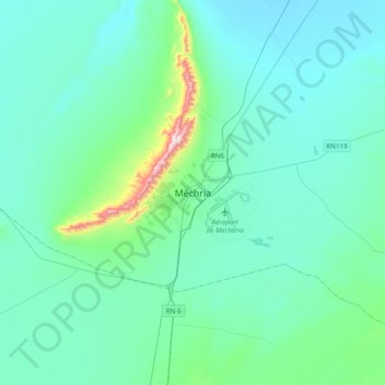 Mecheriaの地形図、標高、地勢