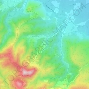 Politgの地形図、標高、地勢