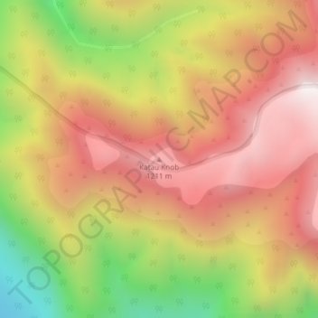 Katau Knobの地形図、標高、地勢