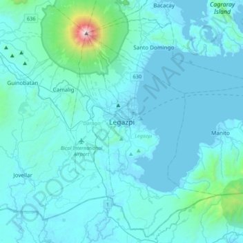 Legazpiの地形図、標高、地勢