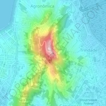 Morro da Cruzの地形図、標高、地勢