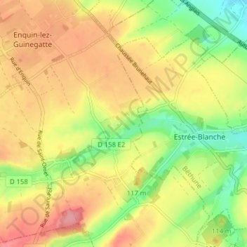 Sernyの地形図、標高、地勢