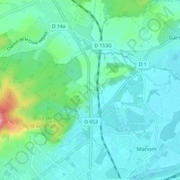 Maison Rougeの地形図、標高、地勢