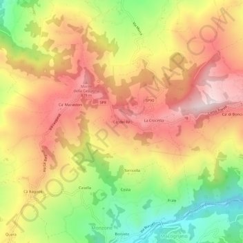 Ca' del Reの地形図、標高、地勢