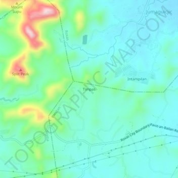 Timpasの地形図、標高、地勢