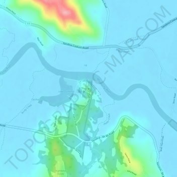 Dunethin Rockの地形図、標高、地勢