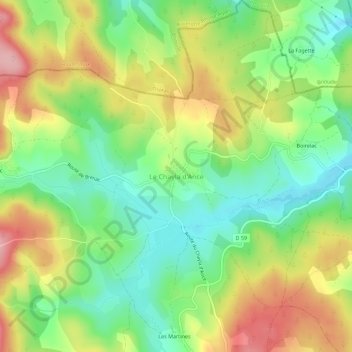Le Chayla d'Anceの地形図、標高、地勢
