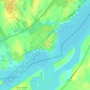 Cardinalの地形図、標高、地勢