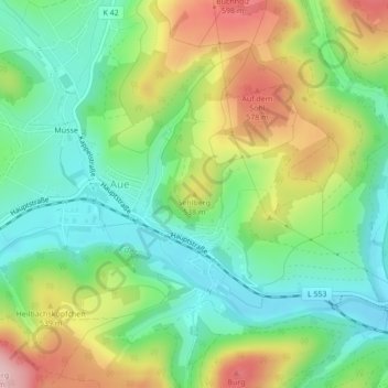 Sehlbergの地形図、標高、地勢