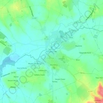 Fond de la Villeの地形図、標高、地勢