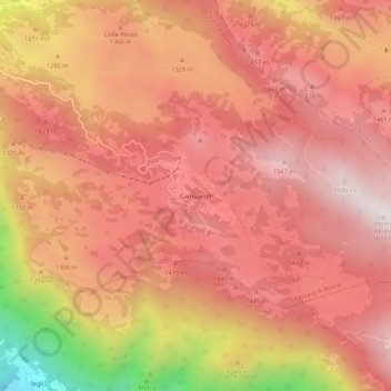 Campaegliの地形図、標高、地勢
