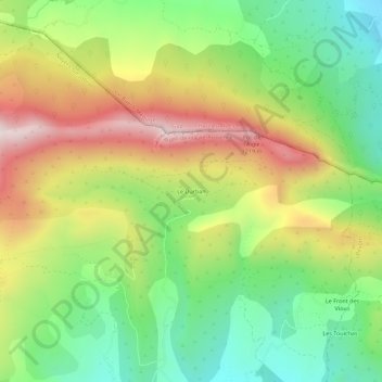 Le Durbanの地形図、標高、地勢