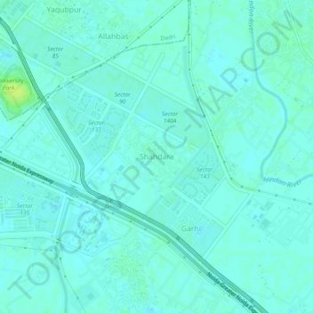 Shahdaraの地形図、標高、地勢