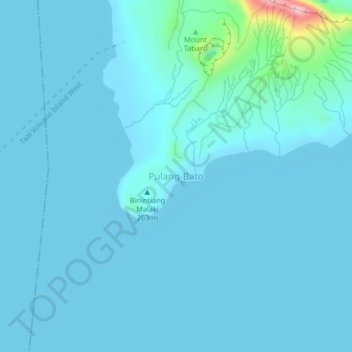 Pulang-Batoの地形図、標高、地勢