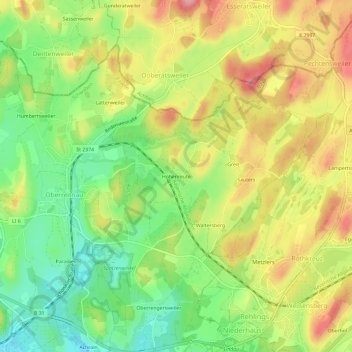Höhenreuteの地形図、標高、地勢