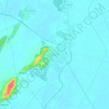 Barsanaの地形図、標高、地勢