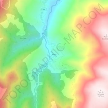 Silvánの地形図、標高、地勢