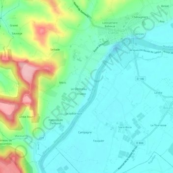 Brotの地形図、標高、地勢