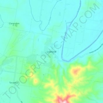 Lowoodの地形図、標高、地勢