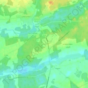 La Crouteの地形図、標高、地勢